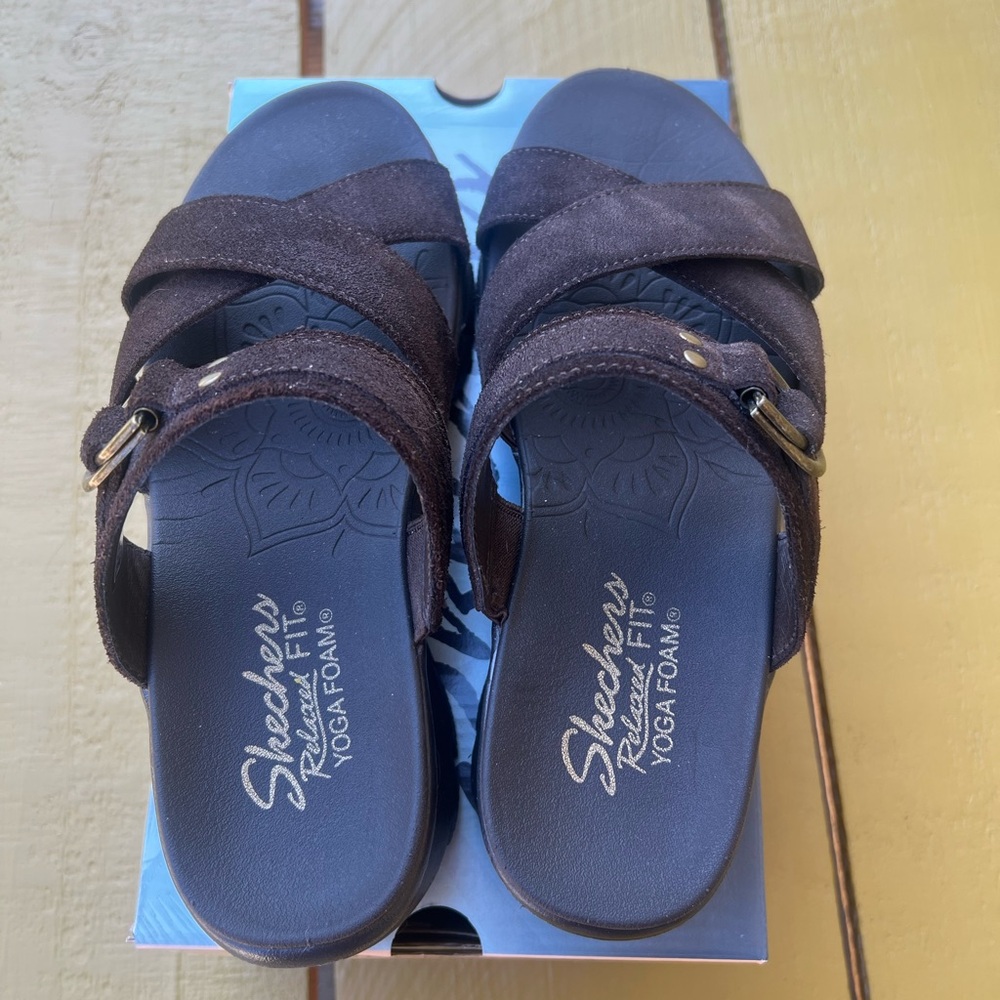Skechers Chocolate brown Slides size 6.5 sandal